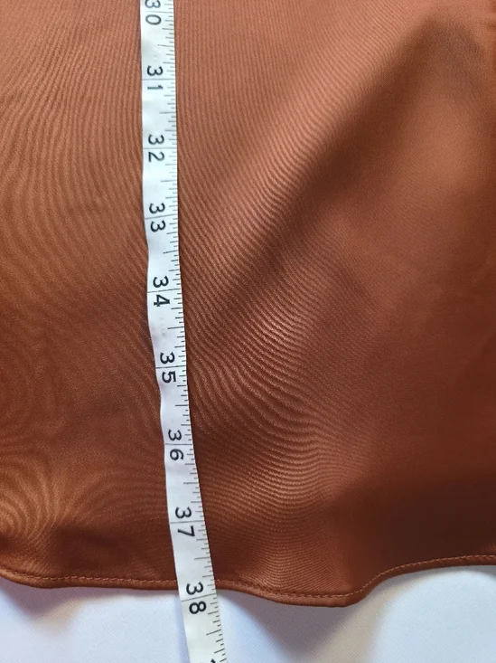 Maggy London Rust Satin Wrap Dress Size 10 Elegant Tie Waist Midi Long Sleeve - Picture 9 of 10